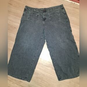 Womens Wide-Leg Black Denim Jeans